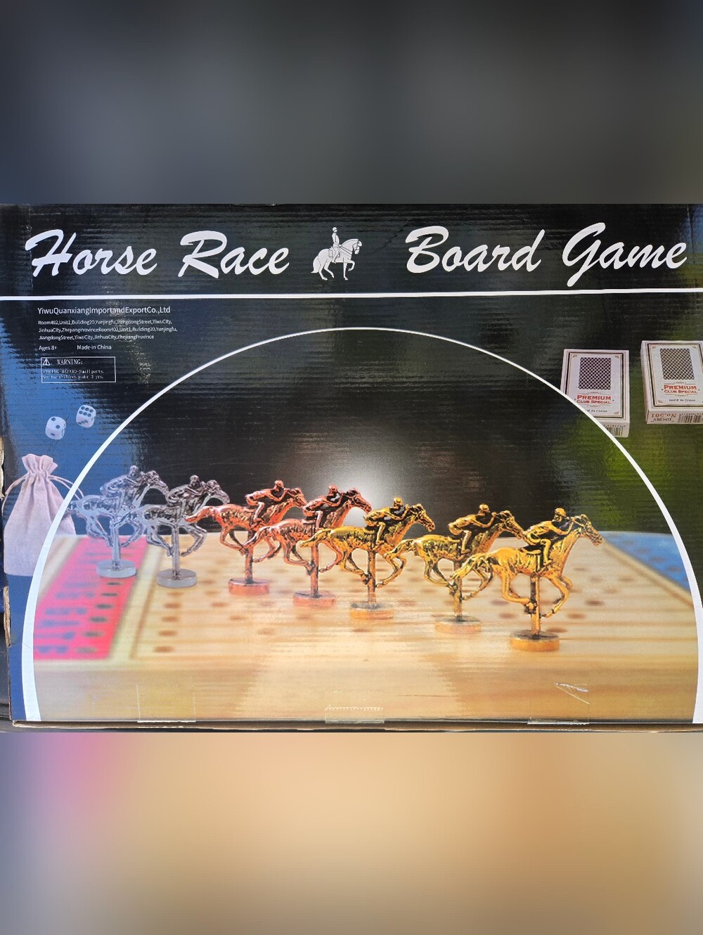 Horse Racing Game Wooden Horse Race Board Game with 11 Luxury Metal Horses - New